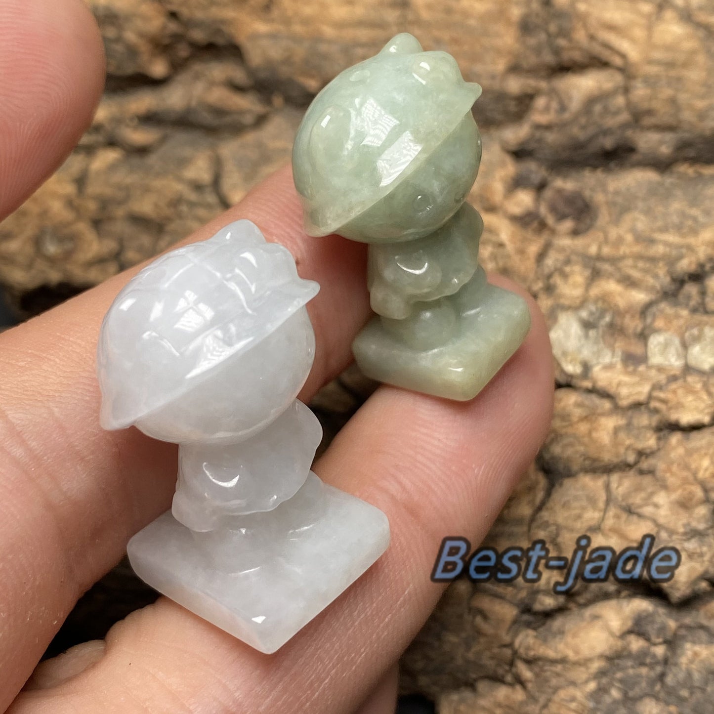 Natural Grade A Jade Hello Cute Kitty Cat 3D pendant Natural Jade ICE Burma Jadeite Beads Cartoon DIY earrings drop gift Anhänger