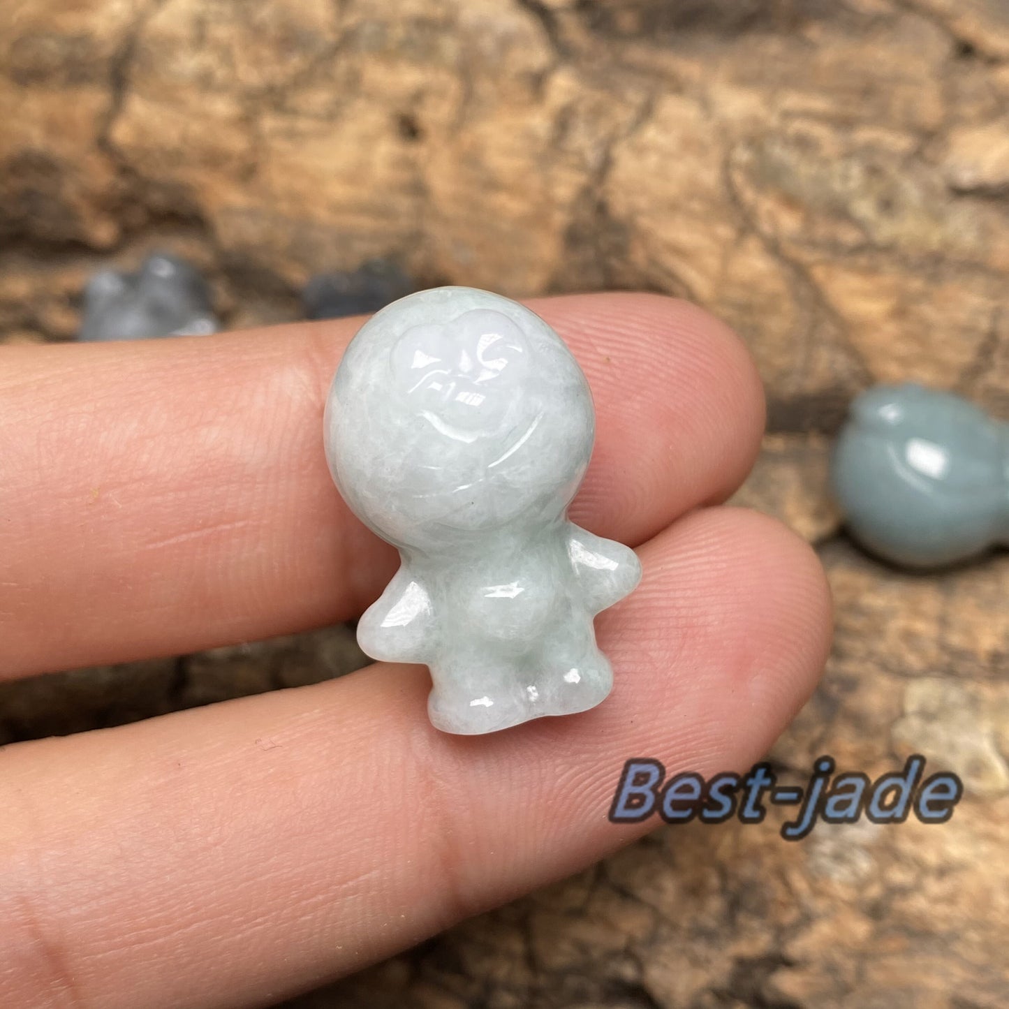 Doraemon Natural White Black Blue Grade A Jade  Jadeite 3d cartoon earrings  bead hand Carved Myanmar jade Pendant necklace jade gift