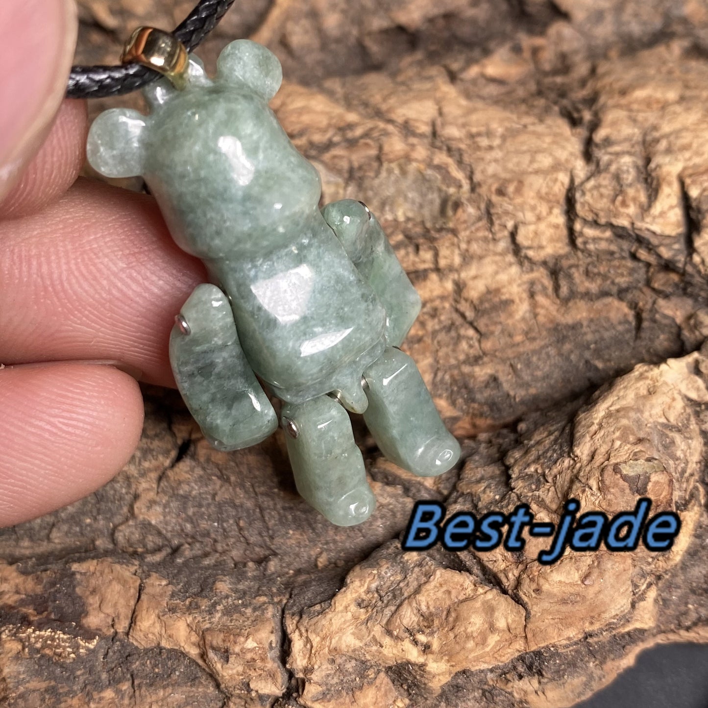 Movable Bear pendant Natural Green Grade A Jade Burma Jadeite 3d cartoon earrings  Myanmar jade Pendant necklace jade gift