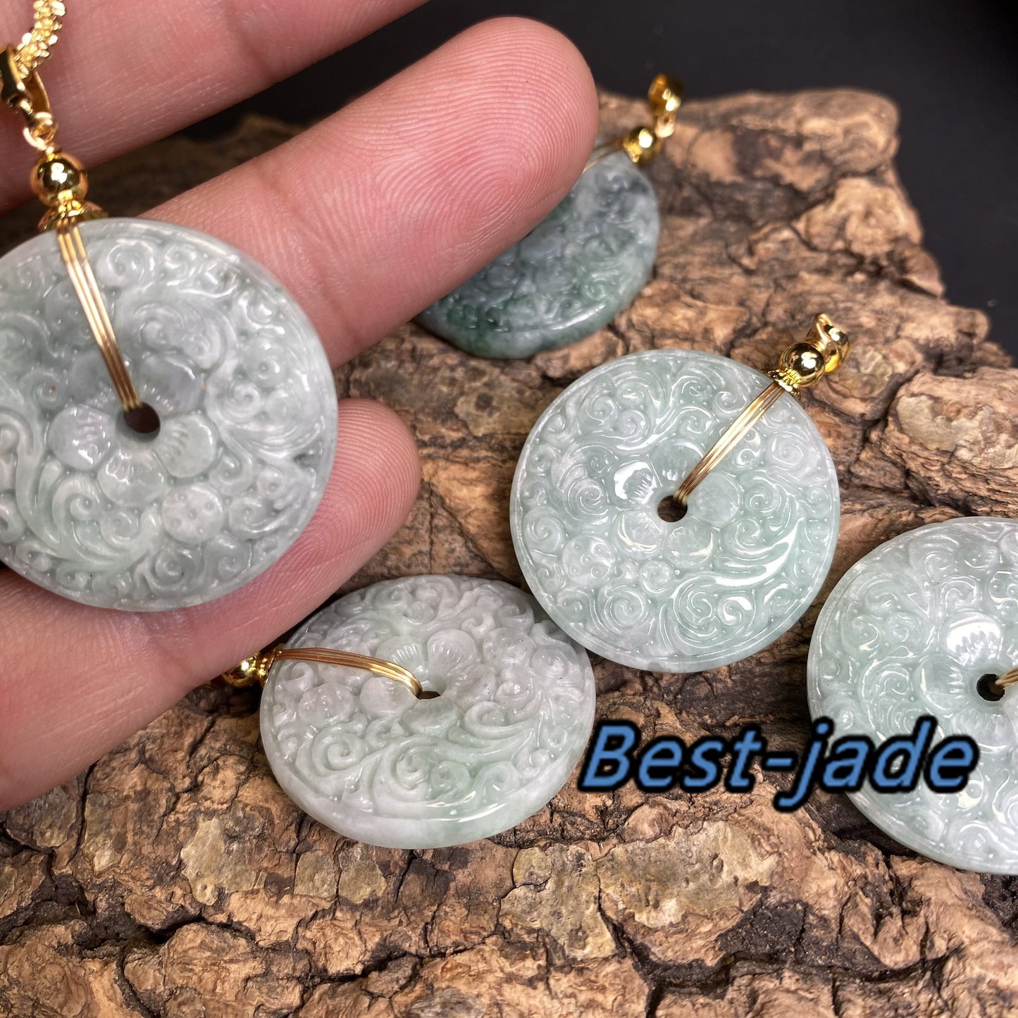 Natural Green Grade A Jade Jadeite Donut bead 14k gold plated bail Myanmar jade Dougnut Pendant necklace jade gift