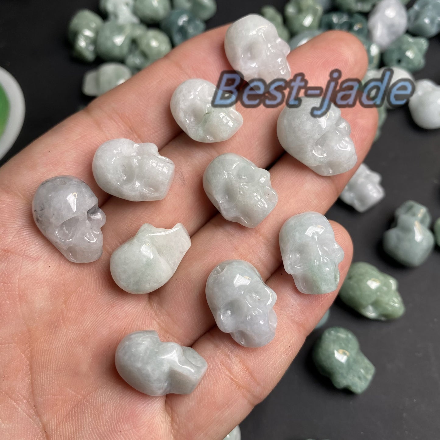 3Color Skull Shape Natural Jadeite Green jade pendant Blue Grade A jade Beads Burma White Jade Loose bead Halloween Presents gift