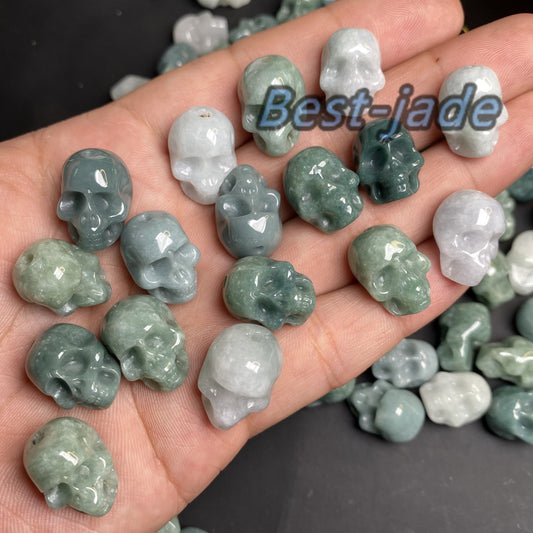 3Color Skull Shape Natural Jadeite Green jade pendant Blue Grade A jade Beads Burma White Jade Type A jade Loose bead Halloween Presents