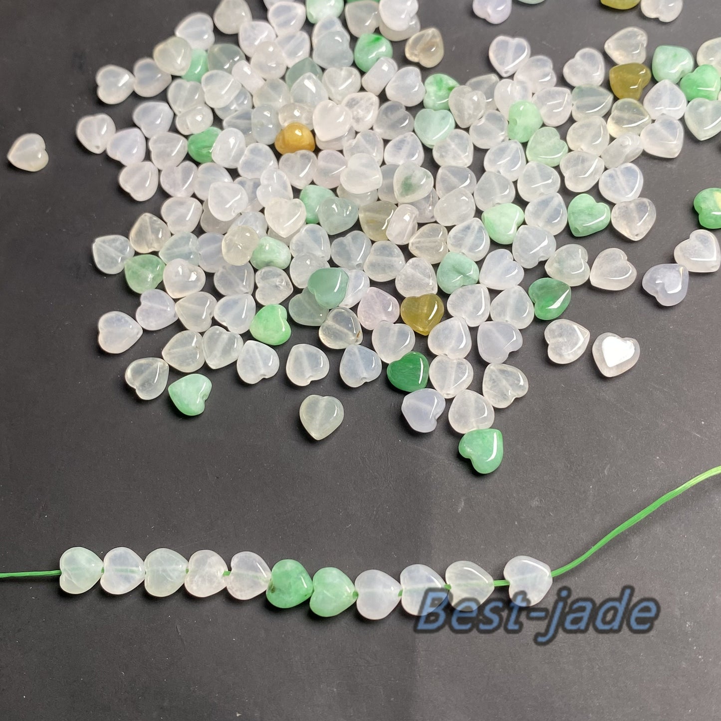 Good quality Heart Shape Grade A Jade Burma jadeite Beads Perle Green Icy Type A jade Ice Myanmar Jadeite DIY necklace earrings eardrop