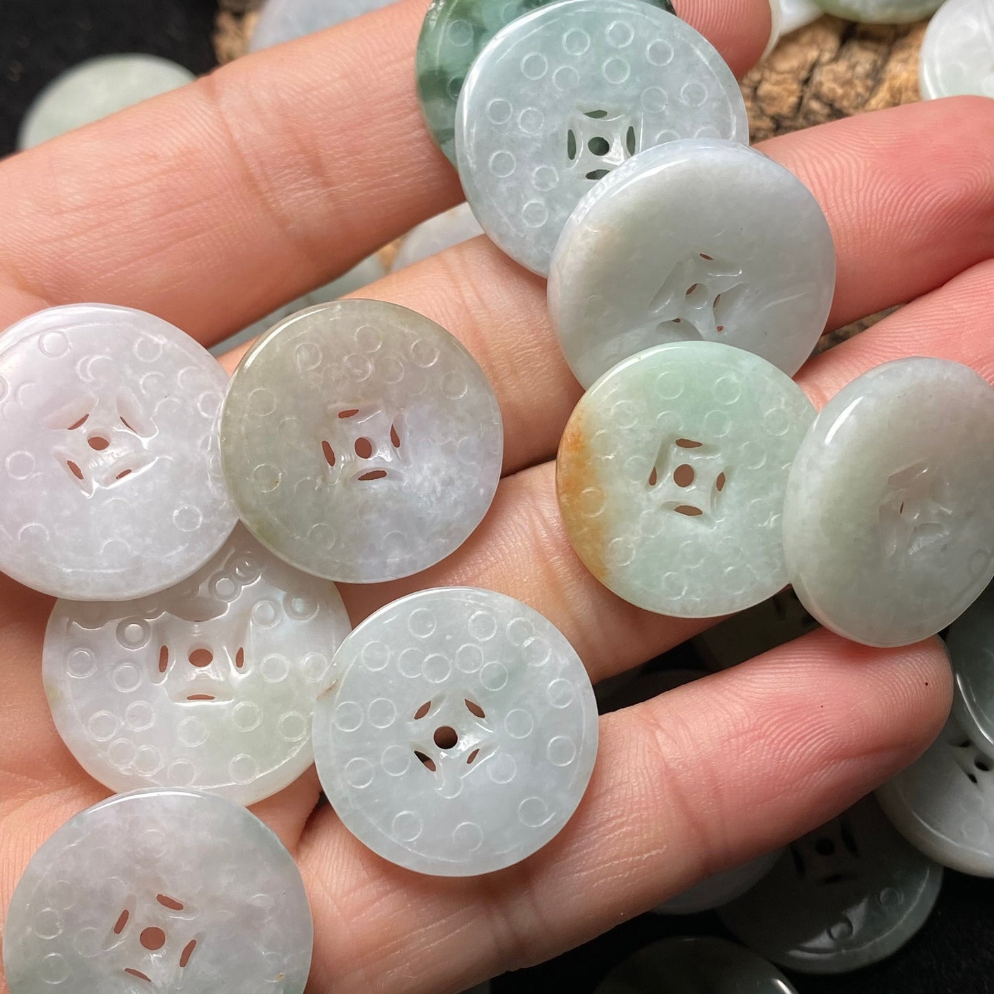 Dress button beads Natural Green Grade A Jade Coin Burma Jadeite Roundness Beads DIY necklace earrings baby gift