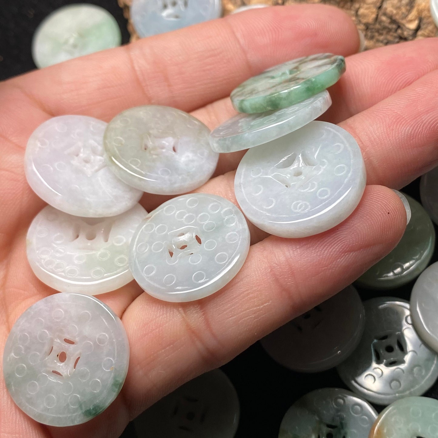 Dress button beads Natural Green Grade A Jade Coin Burma Jadeite Roundness Beads DIY necklace earrings baby gift