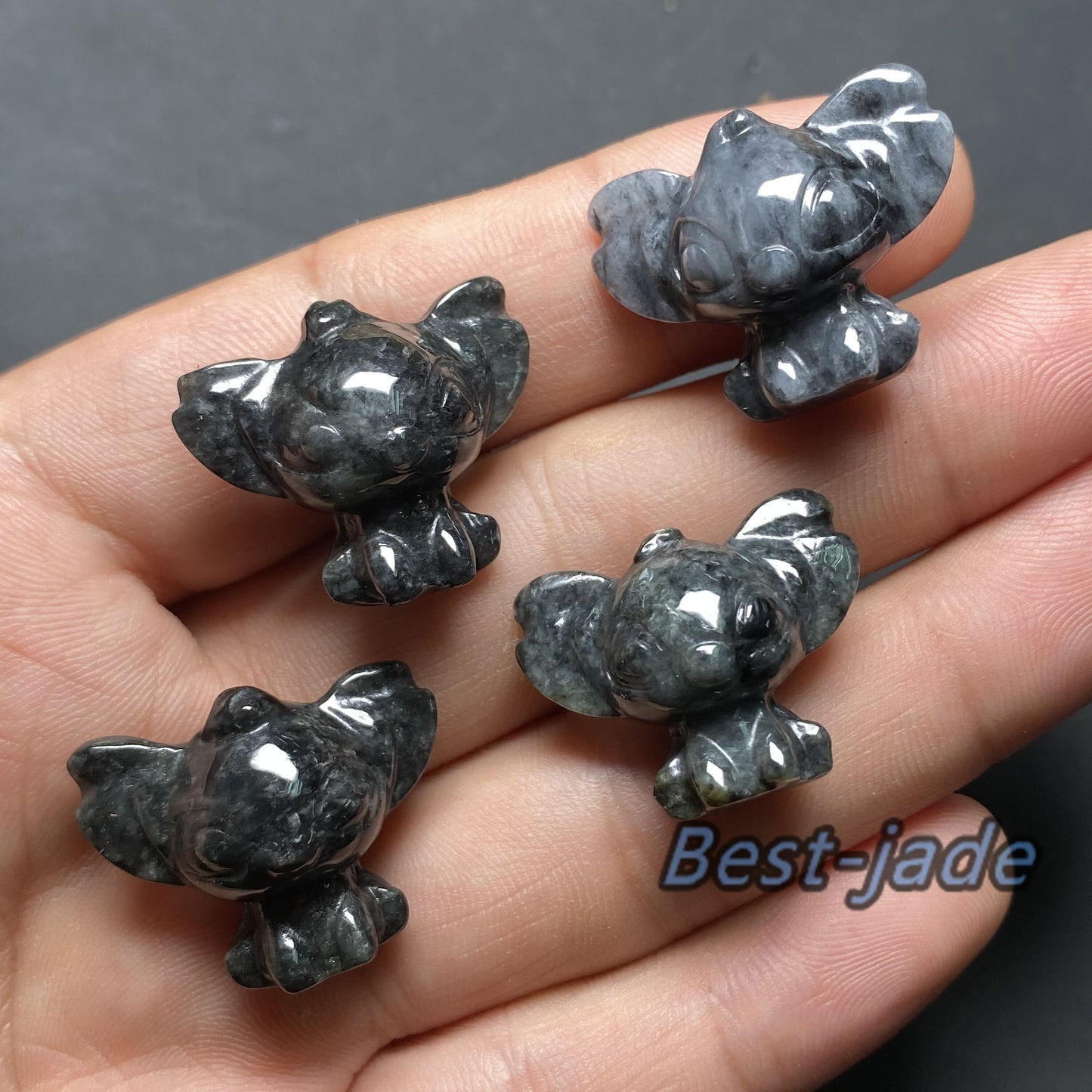 Natural White Black WHITE Grade A Jade  Jadeite 3d cartoon Stitch earrings  bead hand Carved Myanmar jade Pendant necklace jade gift