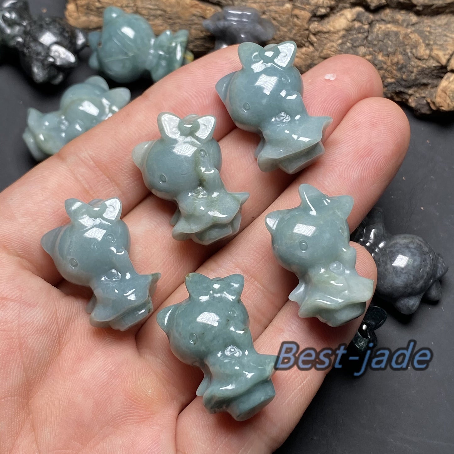 Natural Grade A Jade Hello Cute Kitty Cat 3D pendant Natural blue Jade ICE Burma Jadeite Beads Cartoon DIY earrings drop gift Anhänger