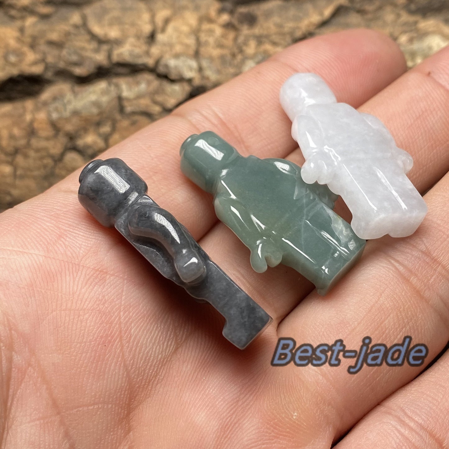 Natural White Black Blue Grade A Jade  Jadeite 3d cartoon earrings  bead hand Carved Myanmar jade Pendant necklace jade gift