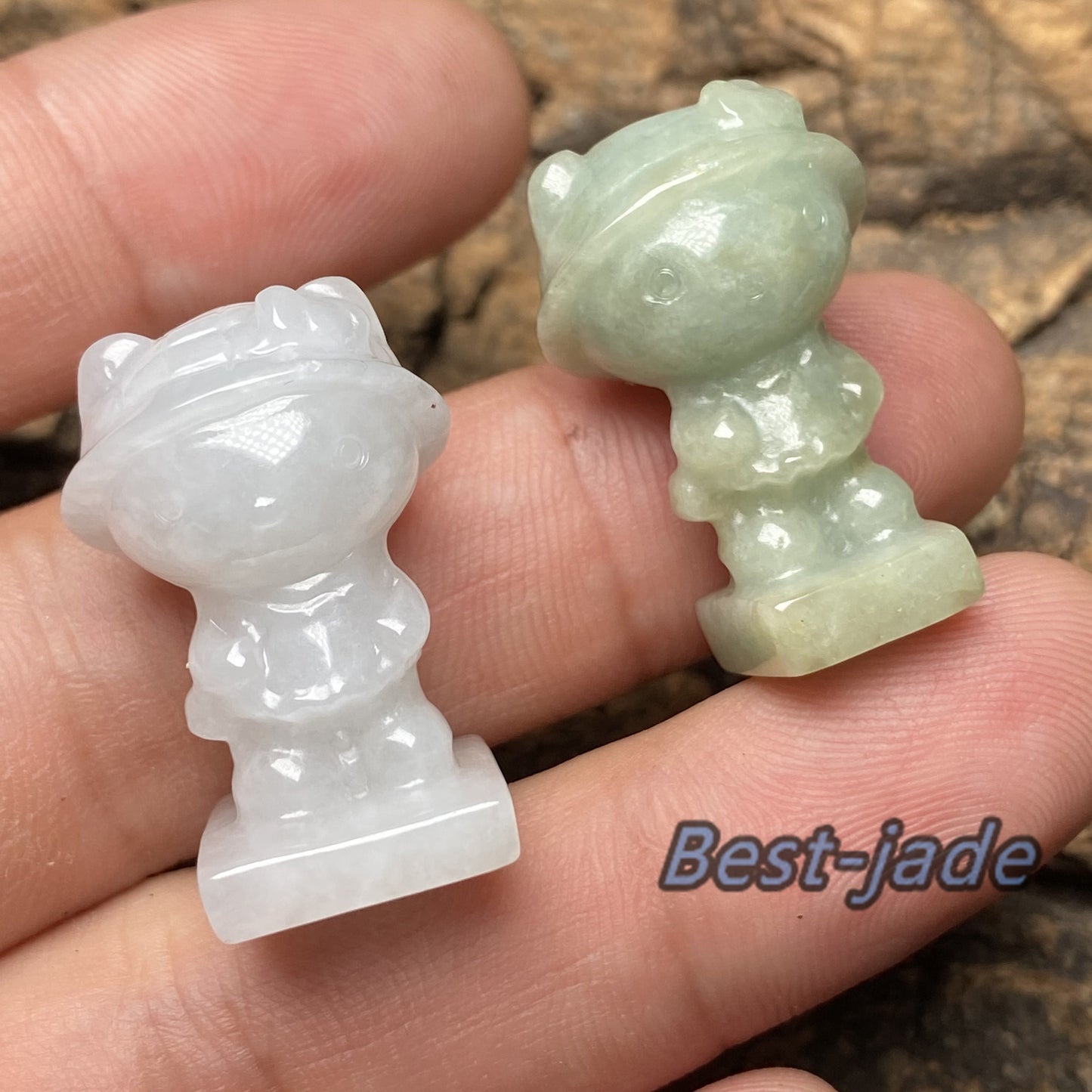 Natural Grade A Jade Hello Cute Kitty Cat 3D pendant Natural Jade ICE Burma Jadeite Beads Cartoon DIY earrings drop gift Anhänger