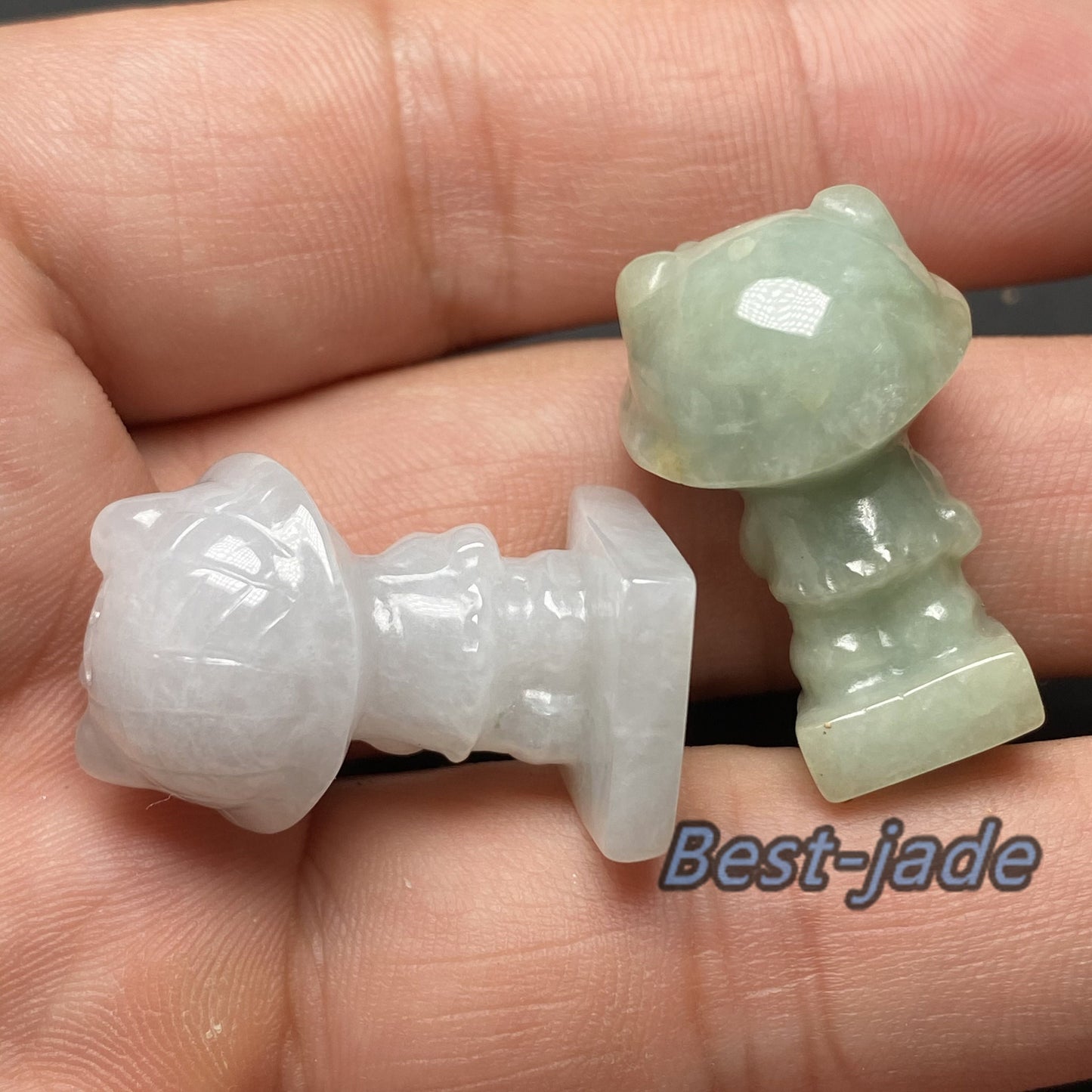 Natural Grade A Jade Hello Cute Kitty Cat 3D pendant Natural Jade ICE Burma Jadeite Beads Cartoon DIY earrings drop gift Anhänger