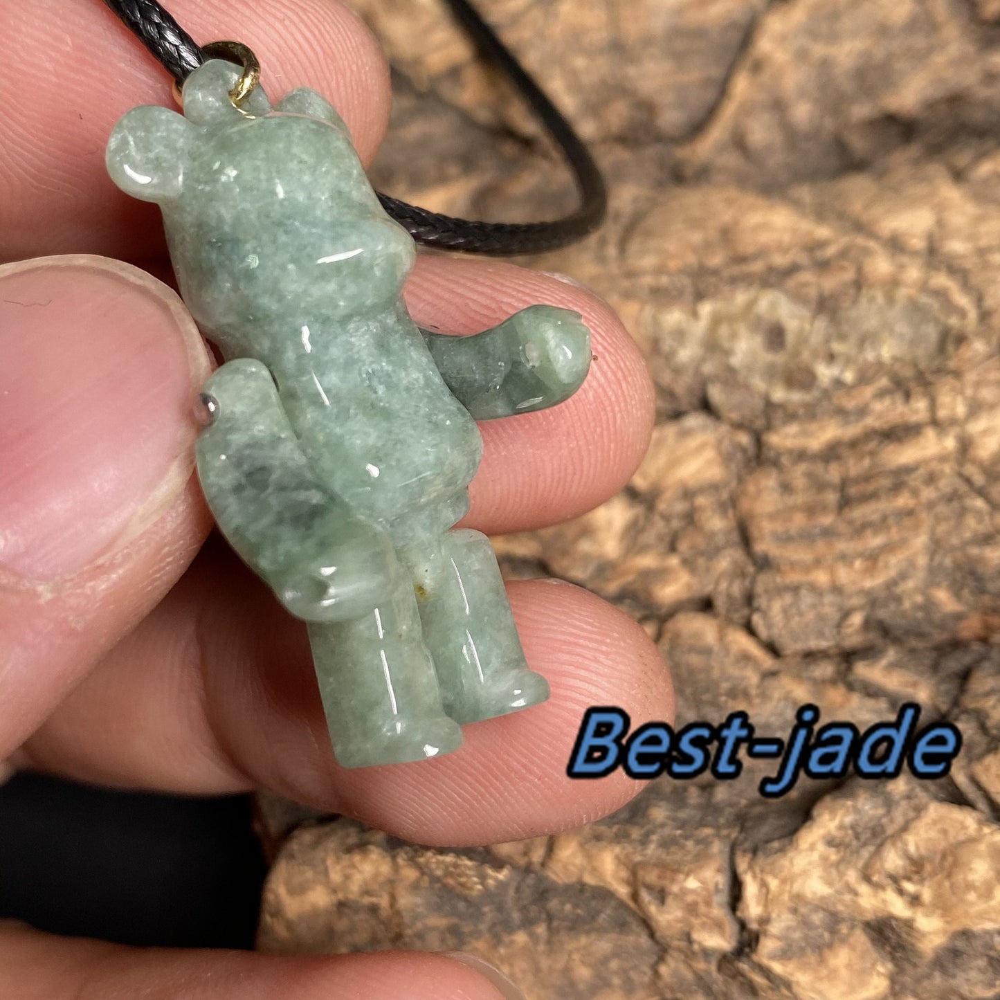 Movable Bear pendant Natural Green Grade A Jade Burma Jadeite 3d cartoon earrings  Myanmar jade Pendant necklace jade gift