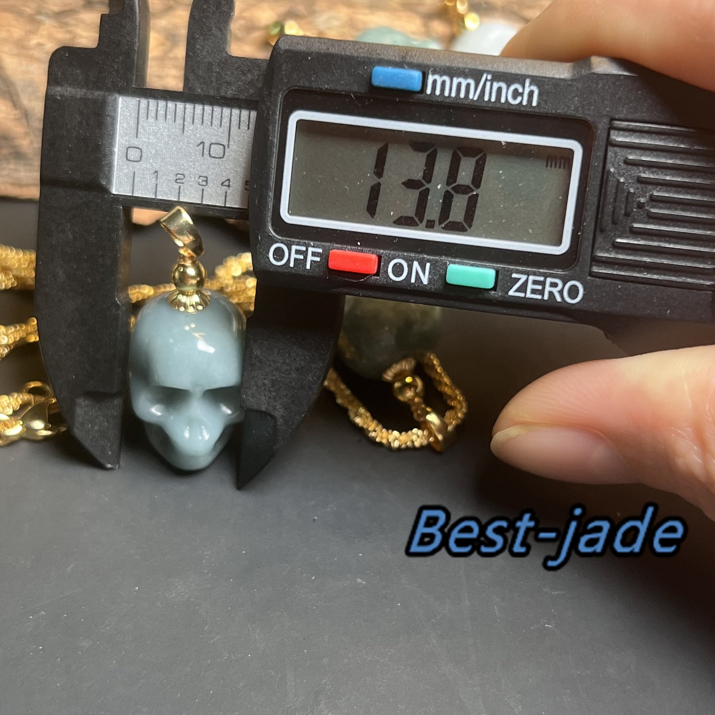 3Color Skull Shape Natural Jadeite Green jade pendant Blue Grade A jade Beads Burma White Jade Halloween Presents14k gold plated bail gift