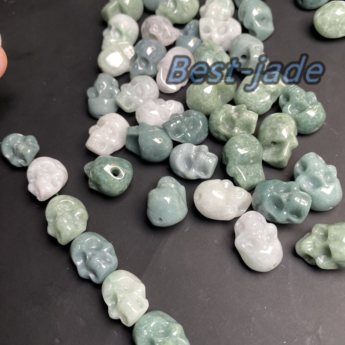 3Color Skull Shape Natural Jadeite Green jade pendant Blue Grade A jade Beads Burma White Jade Loose bead Halloween Presents gift