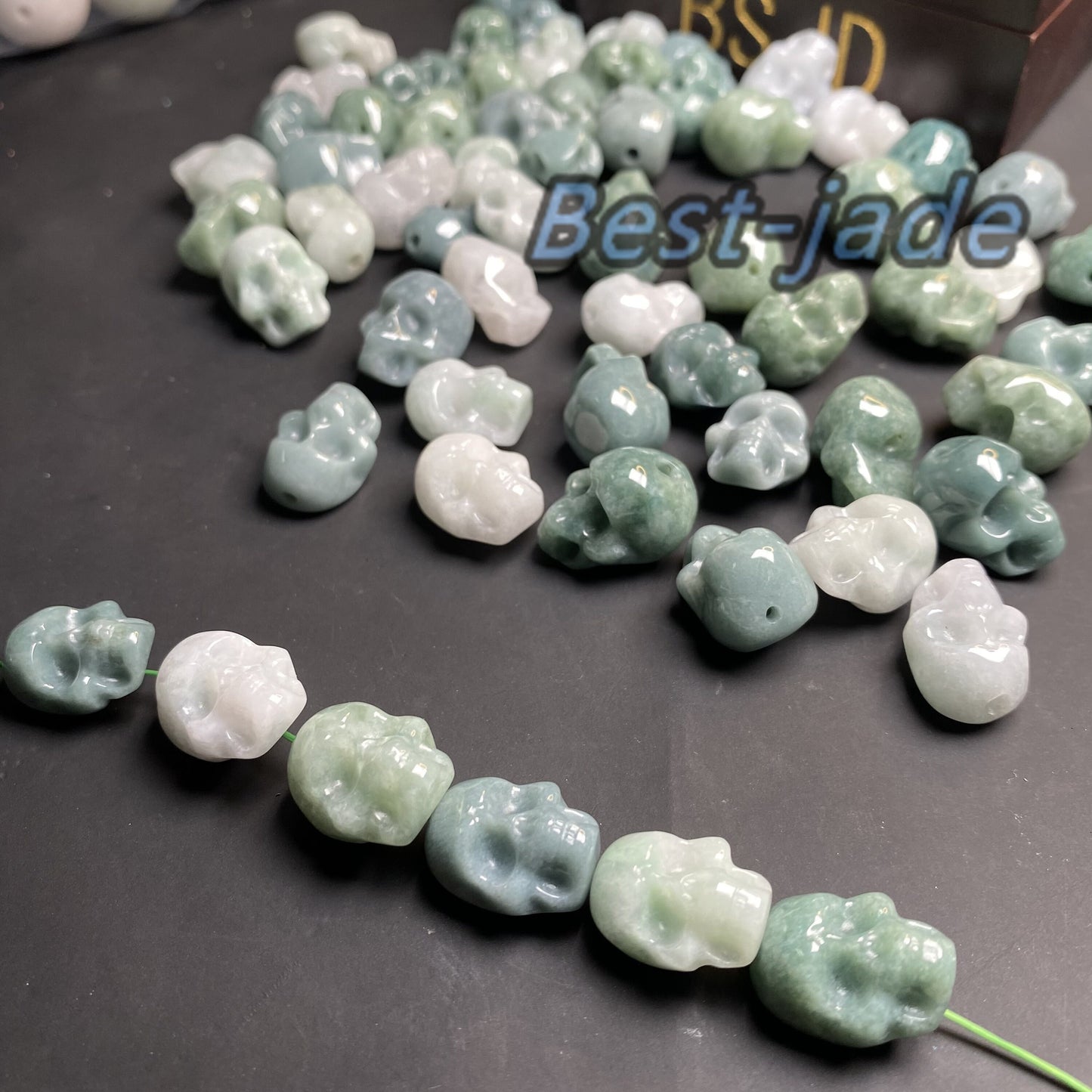 3Color Skull Shape Natural Jadeite Green jade pendant Blue Grade A jade Beads Burma White Jade Loose bead Halloween Presents gift