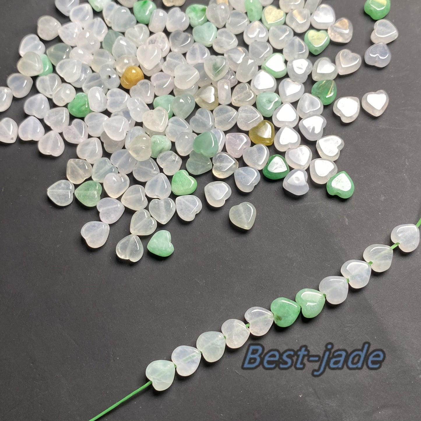 Good quality Heart Shape Grade A Jade Burma jadeite Beads Perle Green Icy Type A jade Ice Myanmar Jadeite DIY necklace earrings eardrop