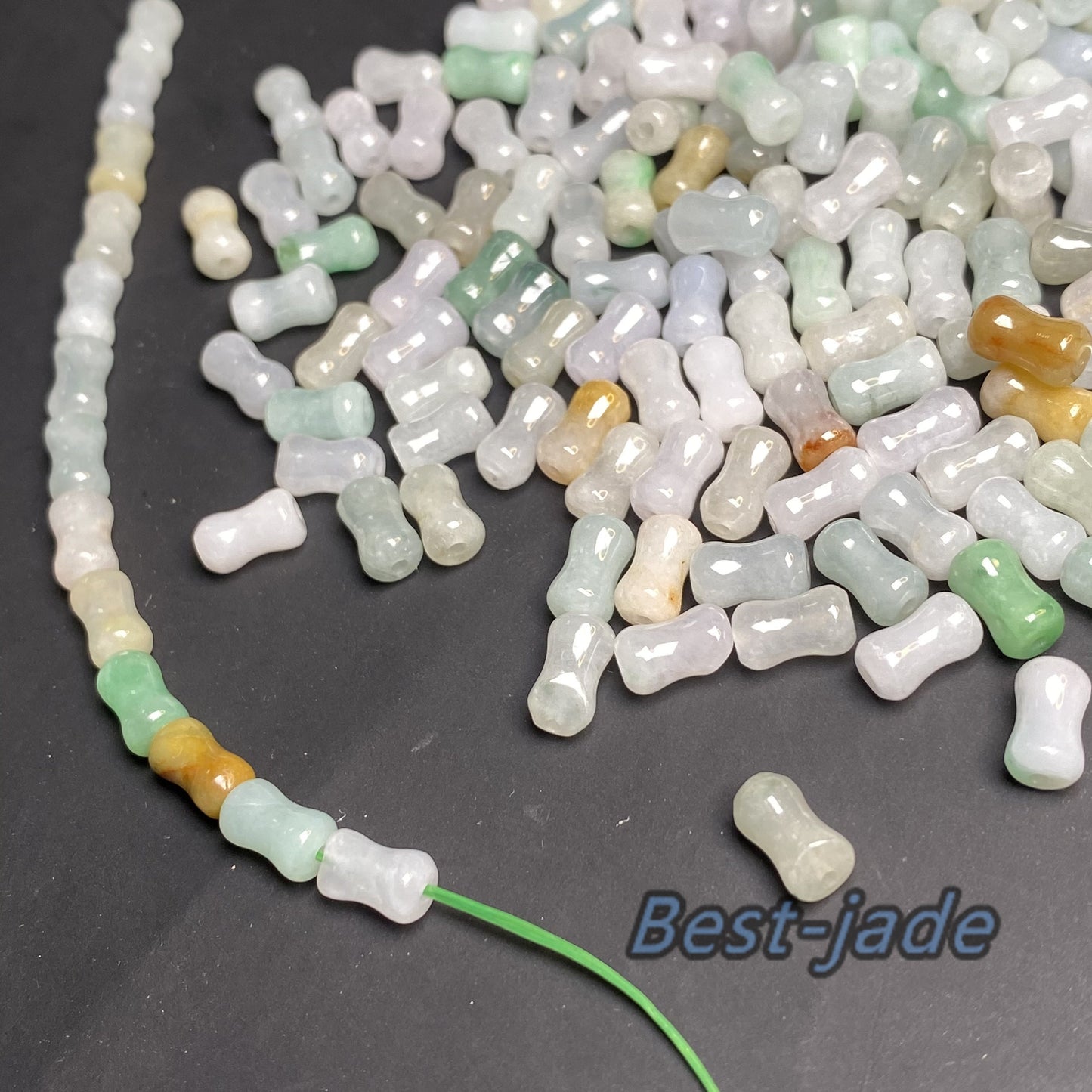 Wholesale small bone Bead Grade A Jade Natural green Jade Loose bead Burma Jadeite Beads DIY earrings drop jewelry Halloweengift