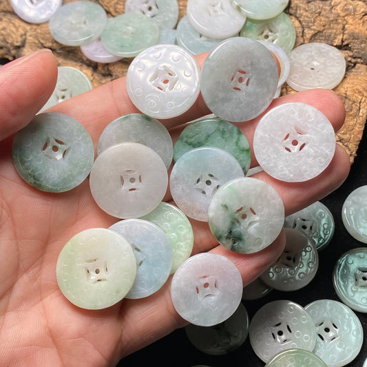 Dress button beads Natural Green Grade A Jade Coin Burma Jadeite Roundness Beads DIY necklace earrings baby gift