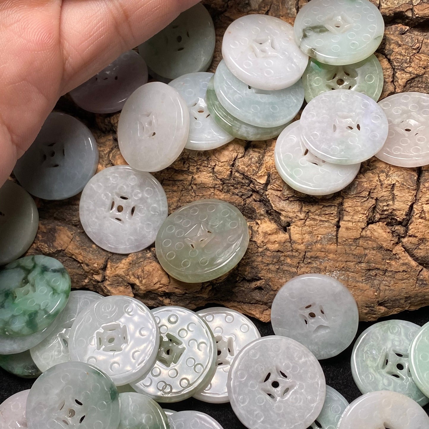 Dress button beads Natural Green Grade A Jade Coin Burma Jadeite Roundness Beads DIY necklace earrings baby gift