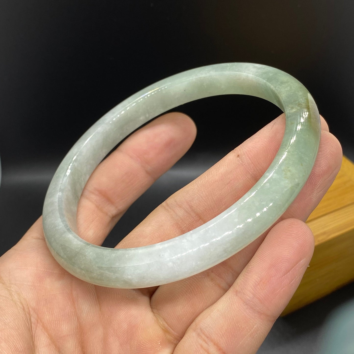 Huge 74.4mm Grade A Jade Natural green Big Round bangle Burma jadeite Lady Bracelet Type A stone big hand female male bangle  翡翠飘花手镯