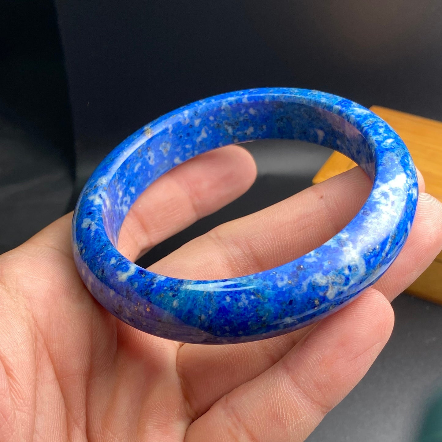 Big 64.4mm Natural Grade A lapis lazuli light Blue lapis stone Round band bangle Natural Jewelry female Bracelet Jewelry gift