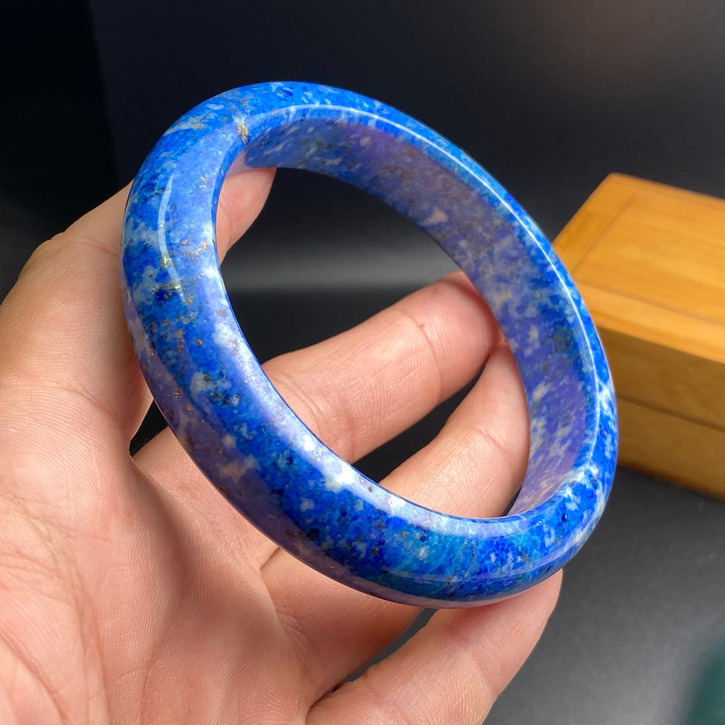 Big 64.4mm Natural Grade A lapis lazuli light Blue lapis stone Round band bangle Natural Jewelry female Bracelet Jewelry gift