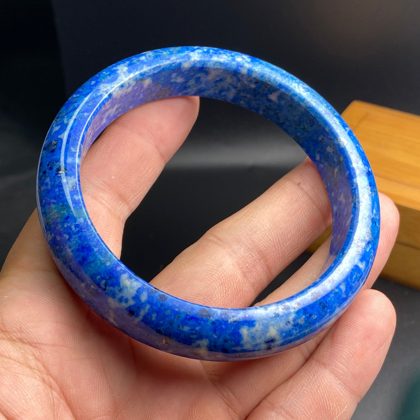 Big 64.4mm Natural Grade A lapis lazuli light Blue lapis stone Round band bangle Natural Jewelry female Bracelet Jewelry gift