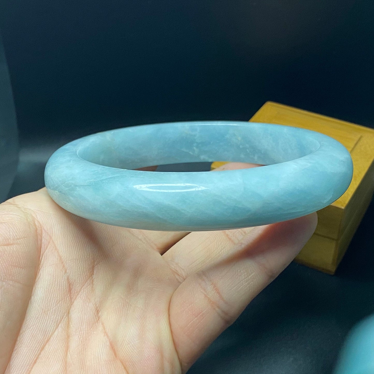 Huge 80.7MM Natural Solid Aquamarine Bangle Blue Quartz Crystal Gemstone Round Bracelet Bridal Bridesmaid Gifts Wedding Gifts Jewerly jade