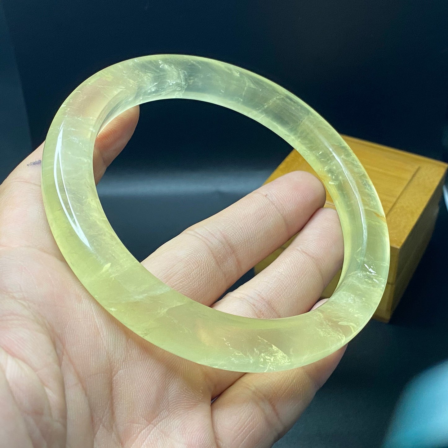 Huge 78.5mm Natural Citrine Clear Yellow Quartz Round BANGLE  crystal bracelet Translucent topaz Rock craterites Chain A jade stone gift