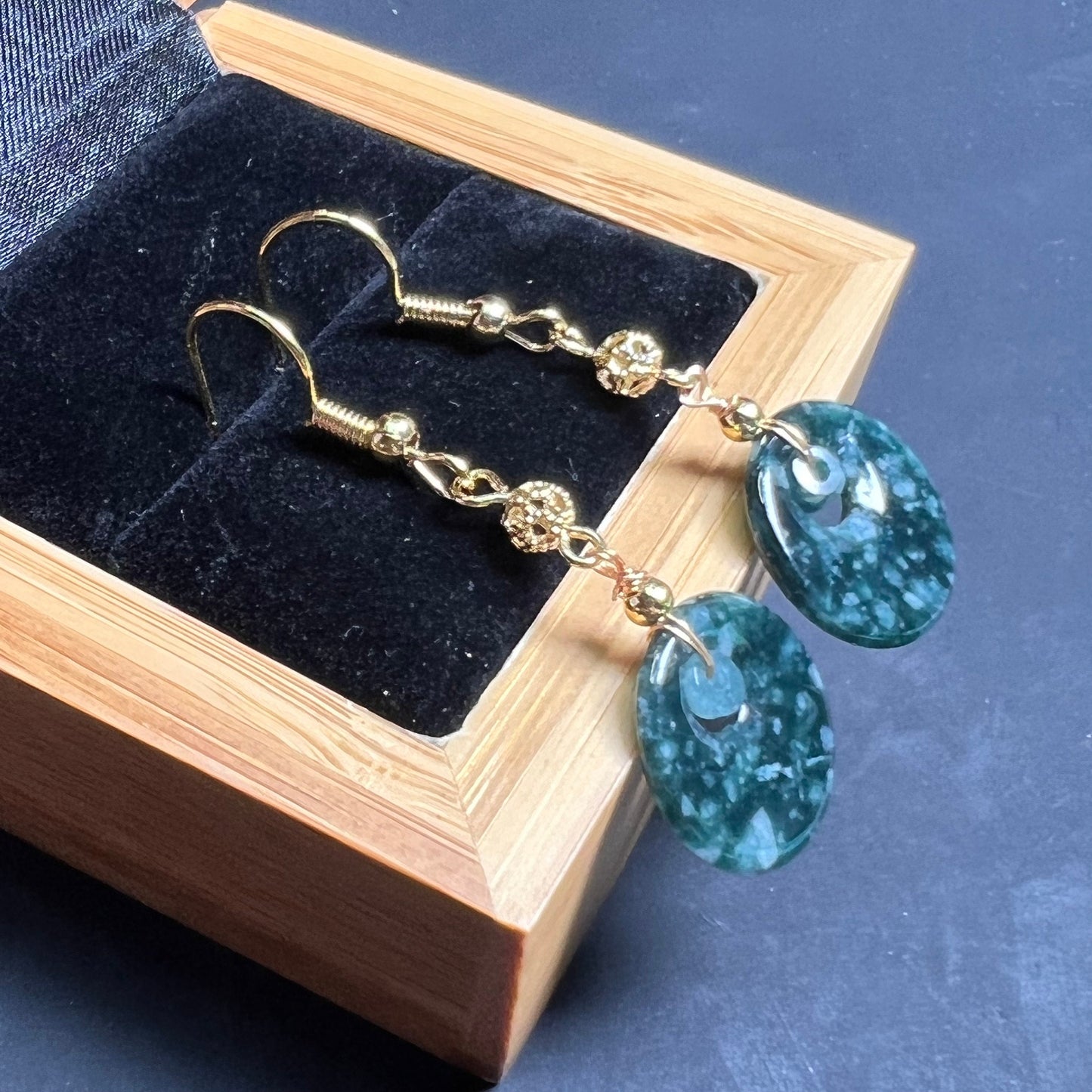 Natural jadeite eardrop jade Earrings with gold plated bail  Burma Jade Grade A jade earbob jade bead Earring Jewelry gift for her