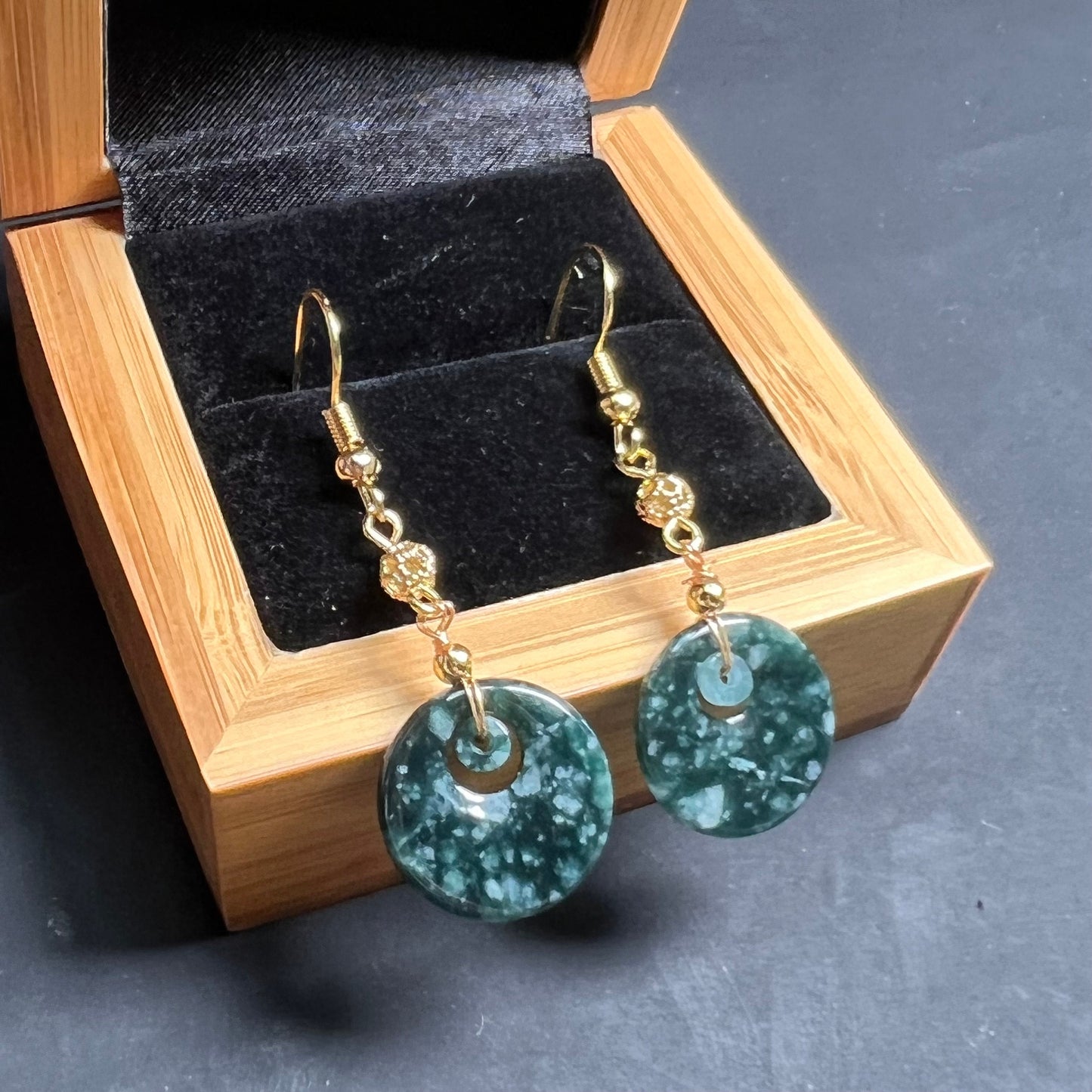 Natural jadeite eardrop jade Earrings with gold plated bail  Burma Jade Grade A jade earbob jade bead Earring Jewelry gift for her