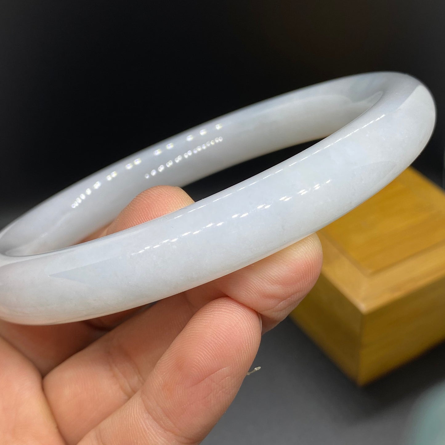 Huge 80.8mm Grade A Jade Natural green Big Round bangle Burma jadeite Lady Bracelet Type A stone small hand female bangle  翡翠糯种圆条手镯