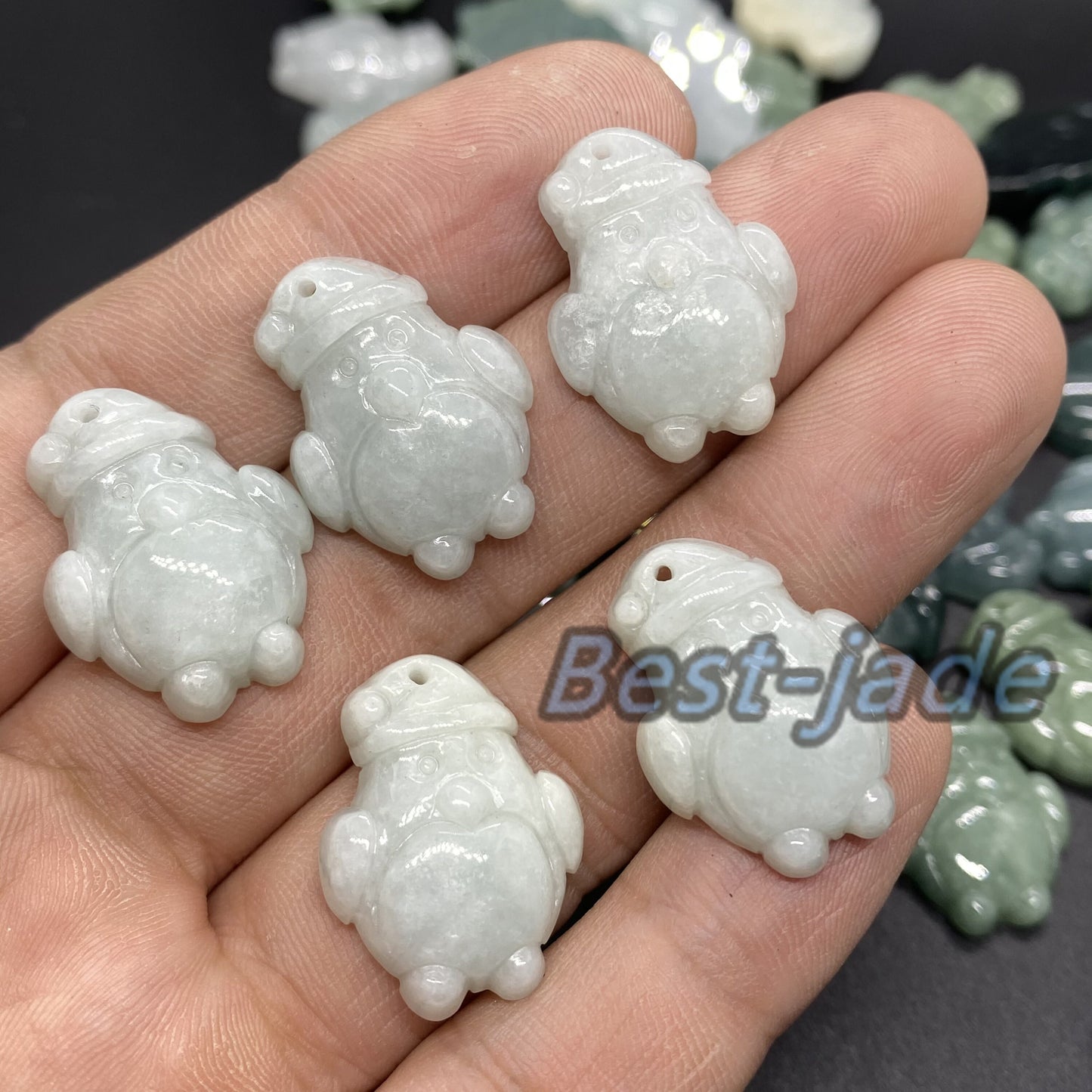 3 Farben Süßer Pinguin Anhänger Natur Grün Grade A Jade Burma Jadeit Cartoon Perlenohrringe blaue Jade Weihnachtsgeschenk Jade Geschenk