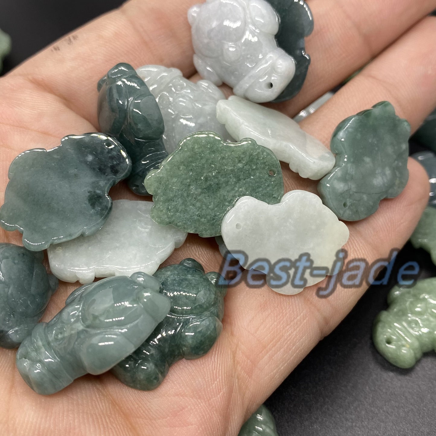 3 Farben Süßer Pinguin Anhänger Natur Grün Grade A Jade Burma Jadeit Cartoon Perlenohrringe blaue Jade Weihnachtsgeschenk Jade Geschenk