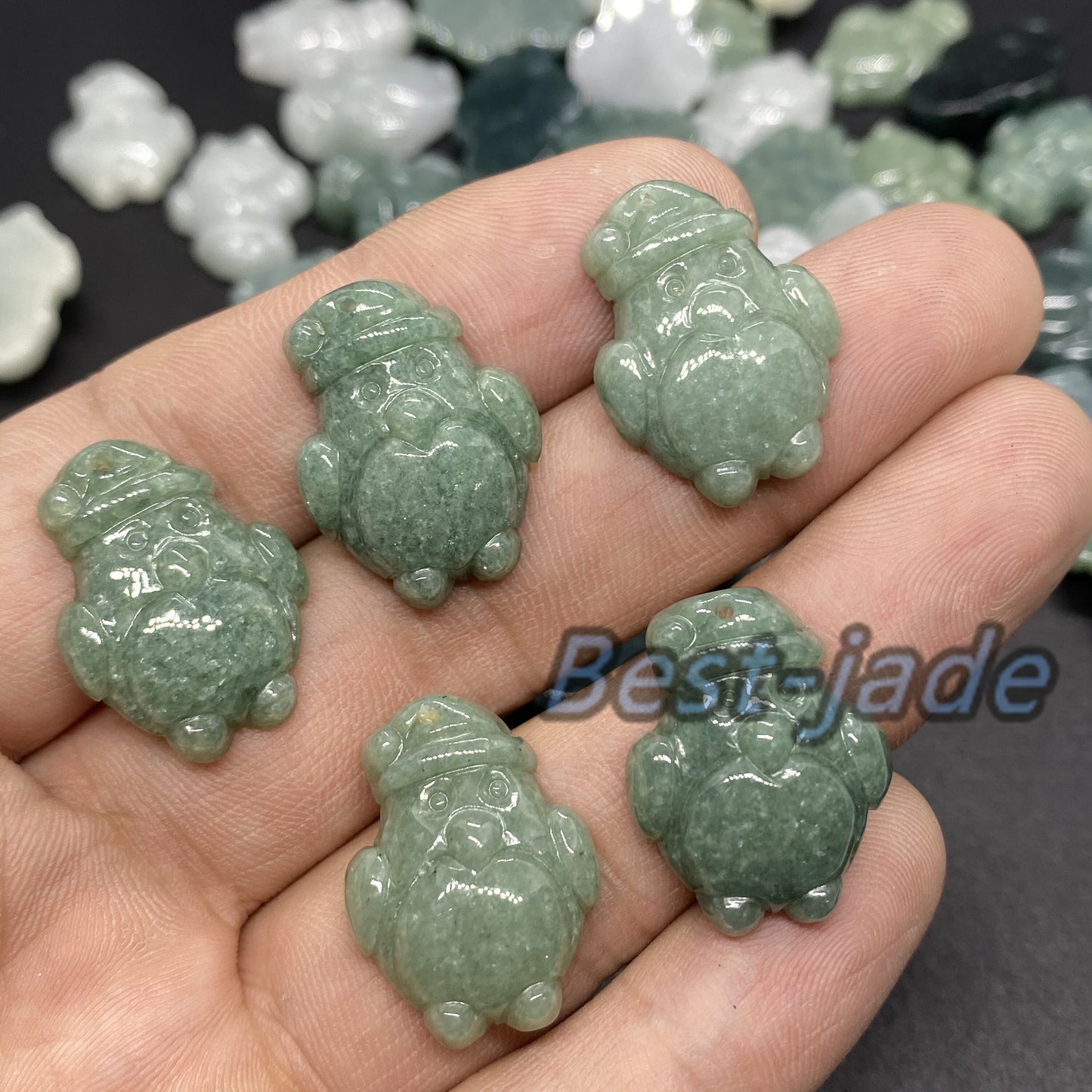 3 Farben Süßer Pinguin Anhänger Natur Grün Grade A Jade Burma Jadeit Cartoon Perlenohrringe blaue Jade Weihnachtsgeschenk Jade Geschenk