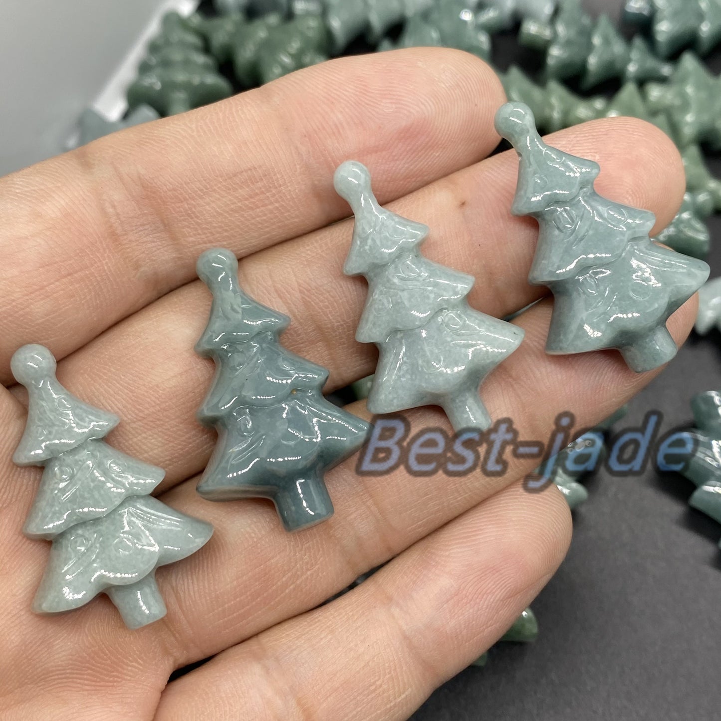 3D süßer Weihnachtsbaum Anhänger Natur Grün Grade A Jade Burma Jadeit Cartoon Perlenohrringe blaue Jade Weihnachtsgeschenk Jade Geschenk