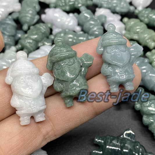 3D süßer Weihnachtsmann Anhänger Natur Grün Grade A Jade Burma Jadeit Cartoon Perlenohrringe blaue Jade Weihnachtsgeschenk Jade Geschenk