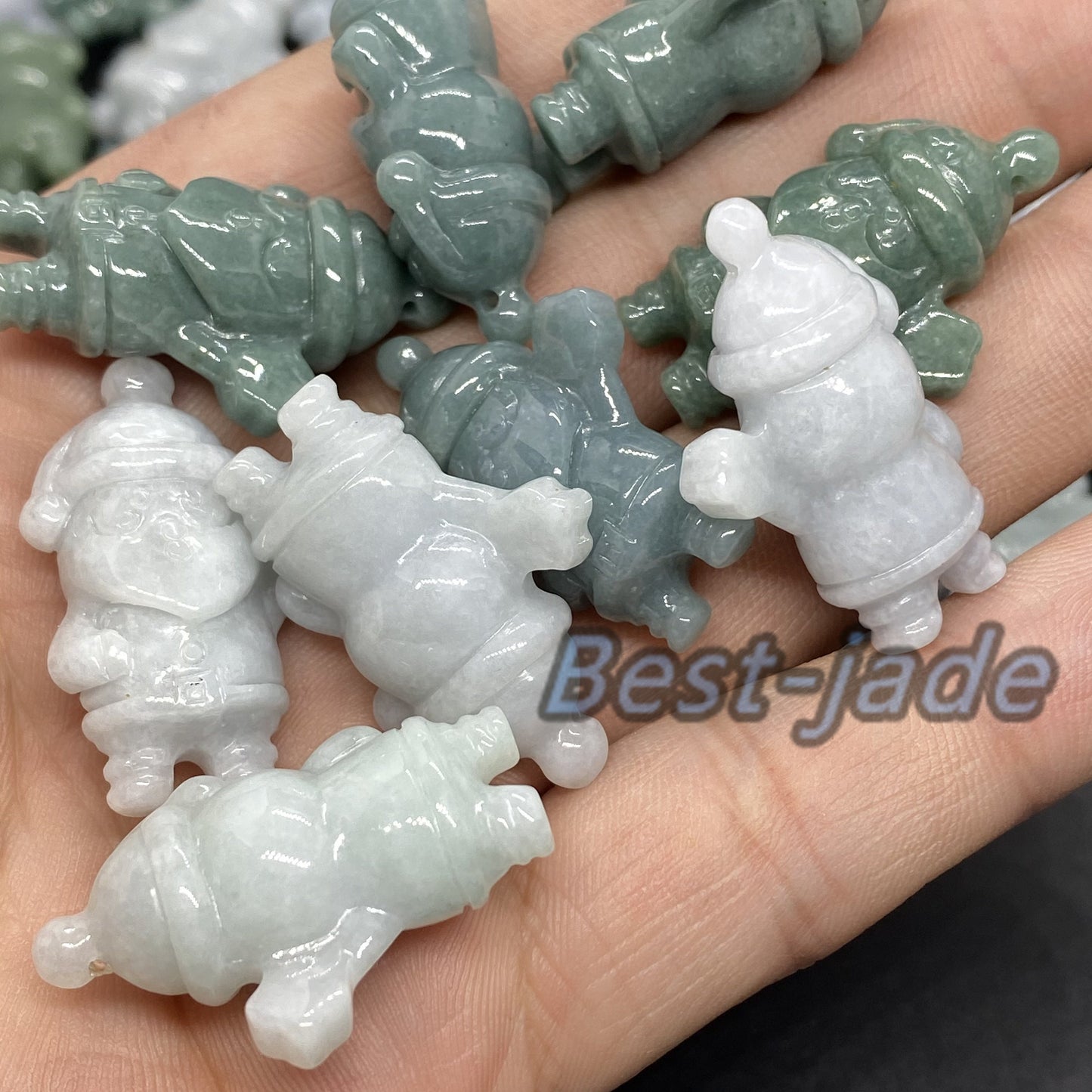 3D süßer Weihnachtsmann Anhänger Natur Grün Grade A Jade Burma Jadeit Cartoon Perlenohrringe blaue Jade Weihnachtsgeschenk Jade Geschenk