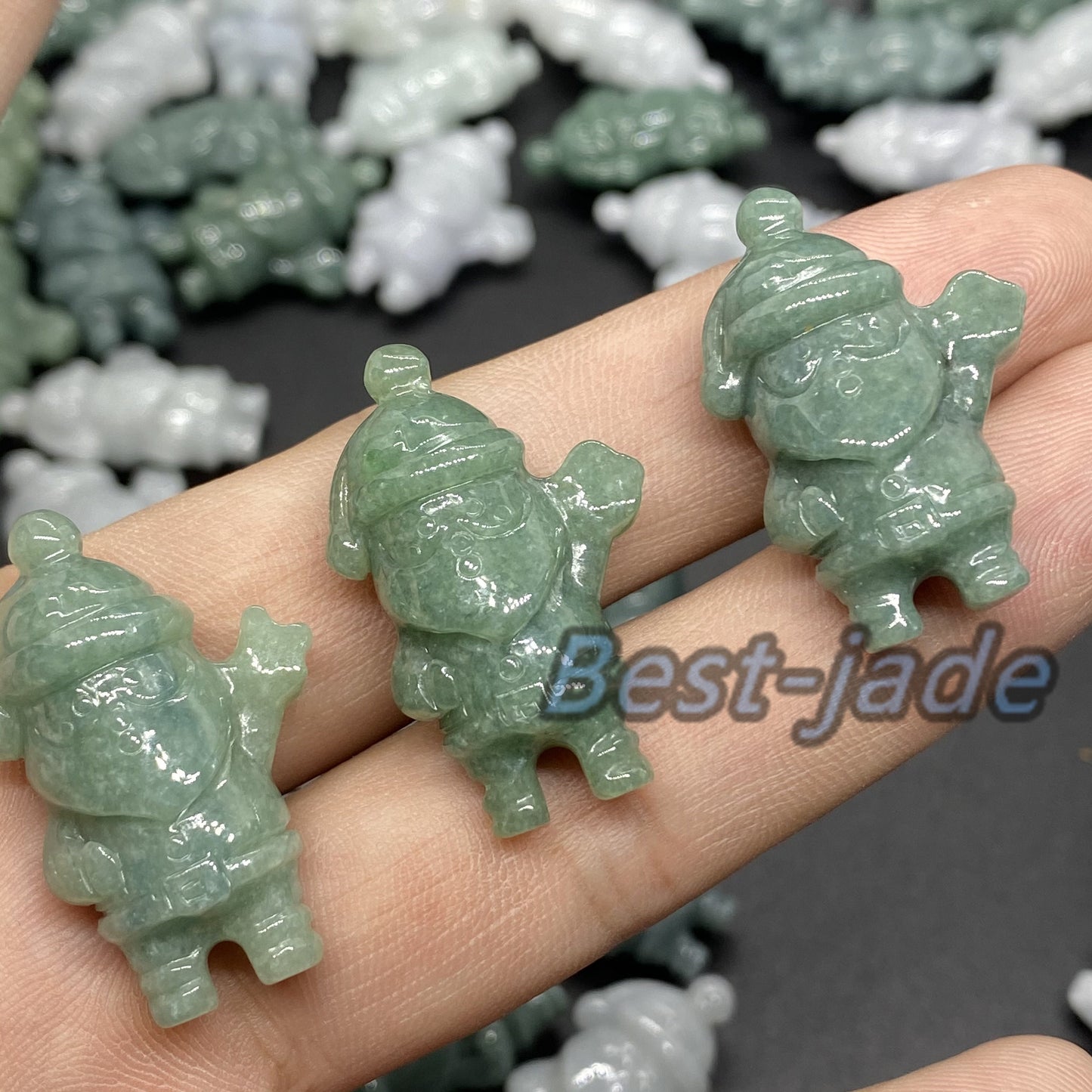 3D süßer Weihnachtsmann Anhänger Natur Grün Grade A Jade Burma Jadeit Cartoon Perlenohrringe blaue Jade Weihnachtsgeschenk Jade Geschenk