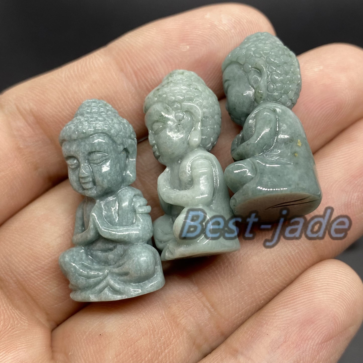 Natural White Black Blue Grade A Jade Jadeite 3d Baby Buddha earrings bead 14k gold plated bail Myanmar jade Pendant necklace jade gift