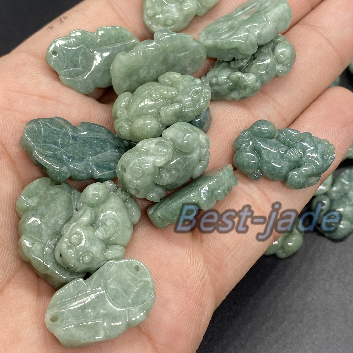 Small Pixiu Natural Green Burma Jadeite bead Grade A Jade green gemstone baby dragon jadeite kid pendant