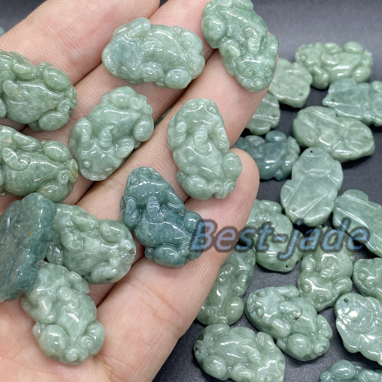 Small Pixiu Natural Green Burma Jadeite bead Grade A Jade green gemstone baby dragon jadeite kid pendant