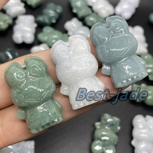 3 Farben 3D Frosch Anhänger Natur Grün Grade A Jade Burma Jadeit Cartoon Perlen Ohrringe blaue Jade Weihnachtsgeschenk Jade Geschenk