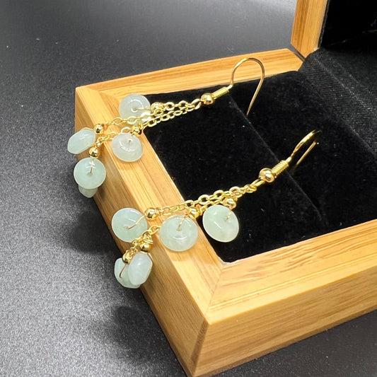 Natural jadeite Transparent eardrop jade Earrings with gold plated bail Burma Jade Grade A jade earbob jade loose beads Jewelry gift for her