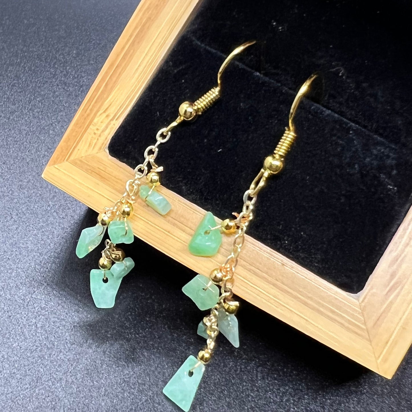 Natural jadeite Transparent eardrop jade Earrings with gold plated bail Burma Jade Grade A jade earbob jade loose beads Jewelry gift for her