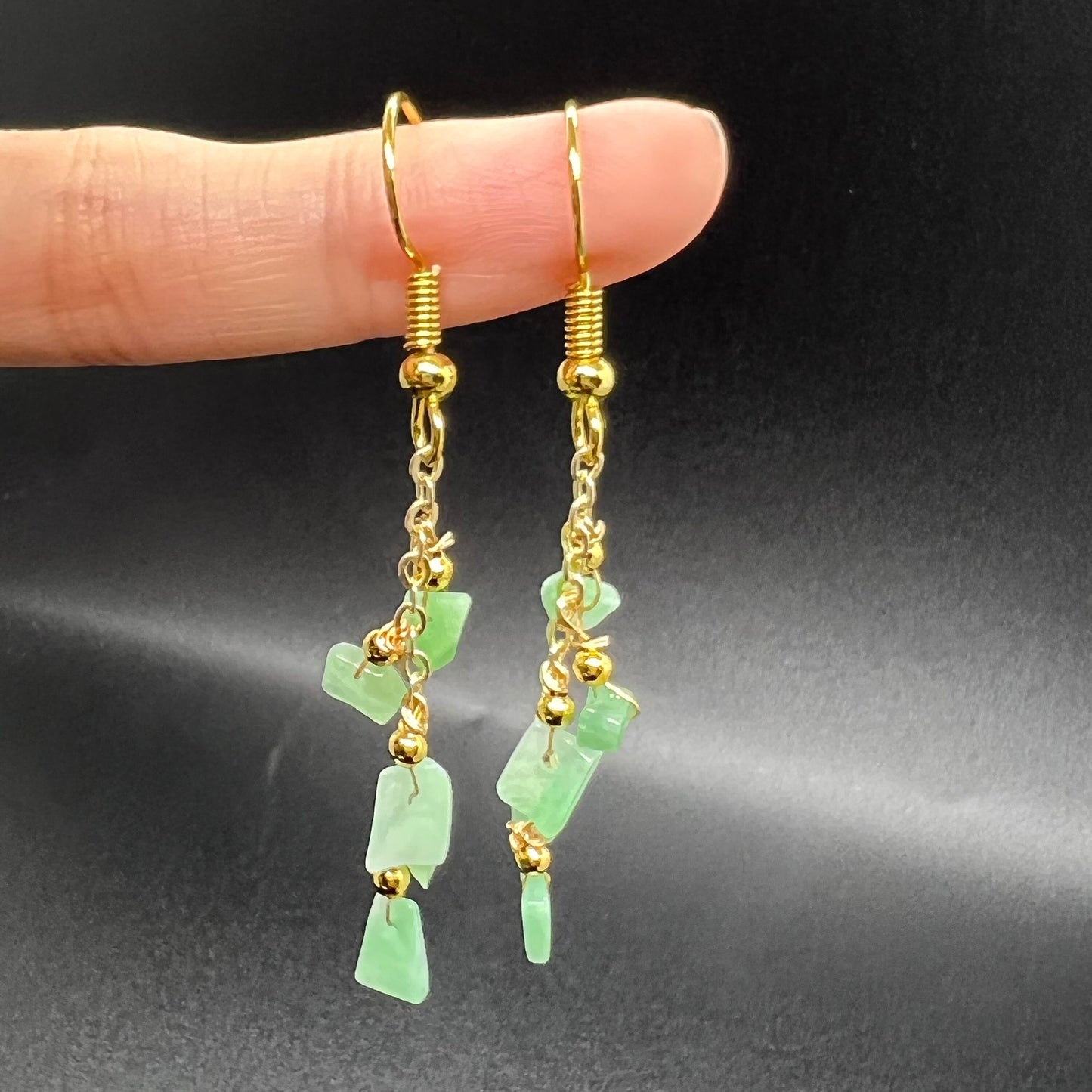 Natural jadeite Transparent eardrop jade Earrings with gold plated bail Burma Jade Grade A jade earbob jade loose beads Jewelry gift for her