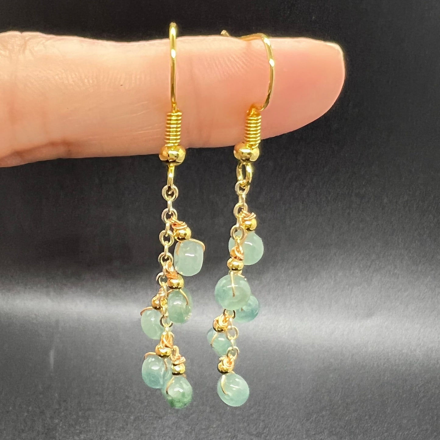 Natural jadeite Transparent eardrop jade Earrings with gold plated bail Burma Jade Grade A jade earbob jade loose beads Jewelry gift for her