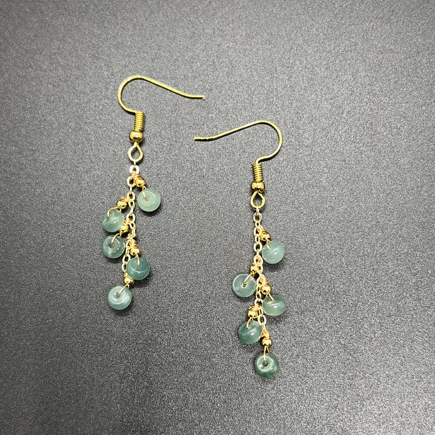 Natural jadeite Transparent eardrop jade Earrings with gold plated bail Burma Jade Grade A jade earbob jade loose beads Jewelry gift for her