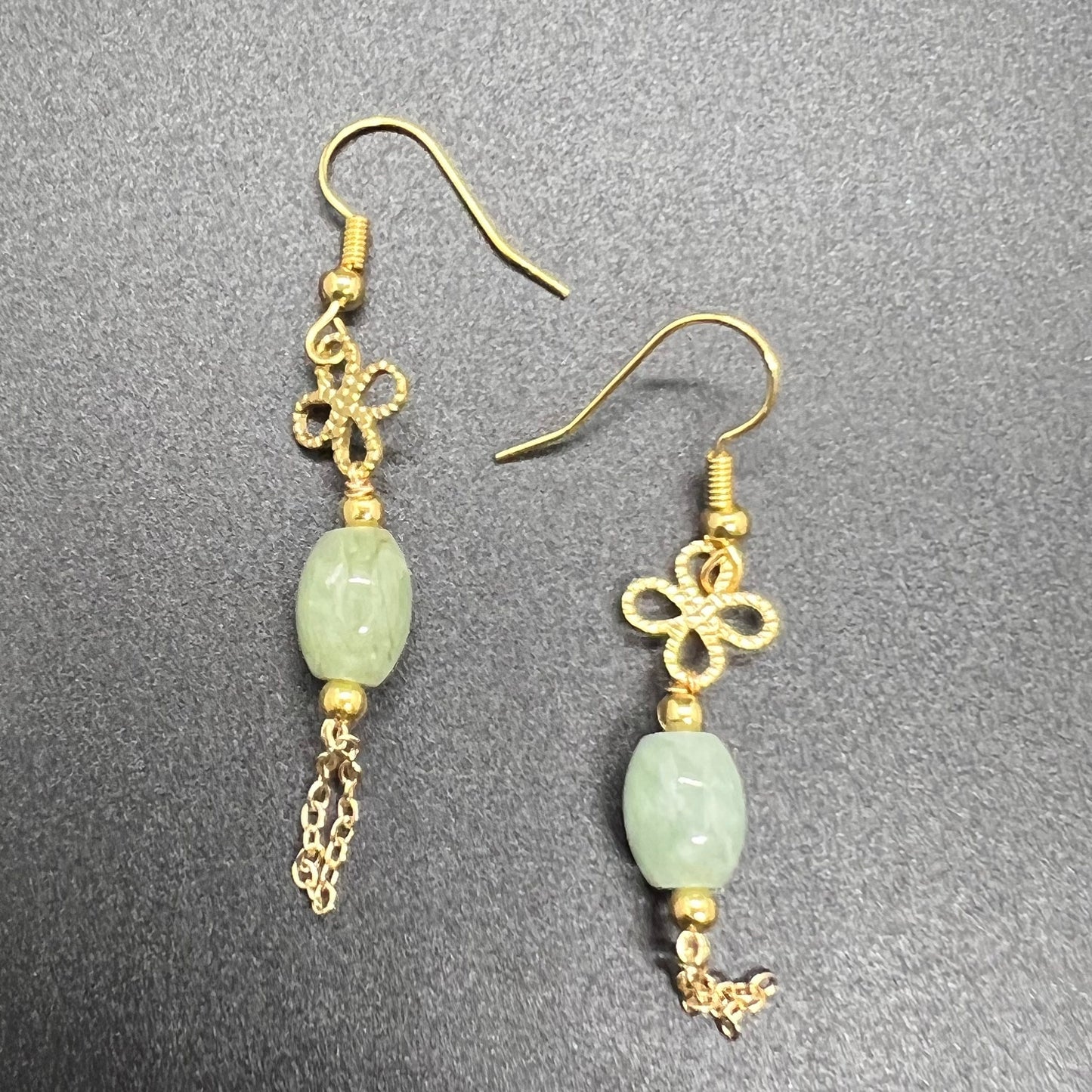 Natural jadeite Tube bead eardrop jade Earrings with gold plated bail Burma Jade Grade A jade earbob jade loose beads Jewelry gift for her