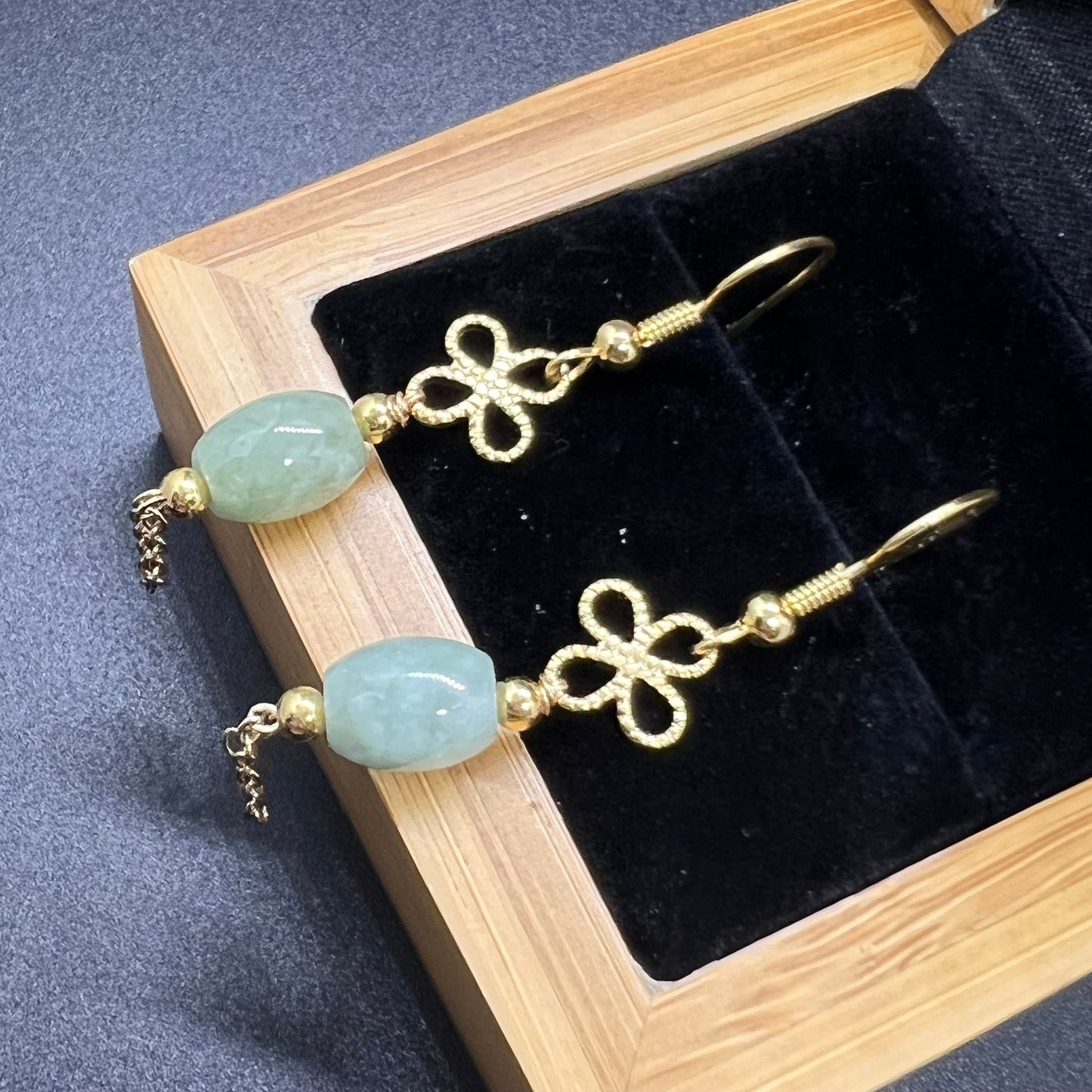 Natural jadeite Tube bead eardrop jade Earrings with gold plated bail Burma Jade Grade A jade earbob jade loose beads Jewelry gift for her