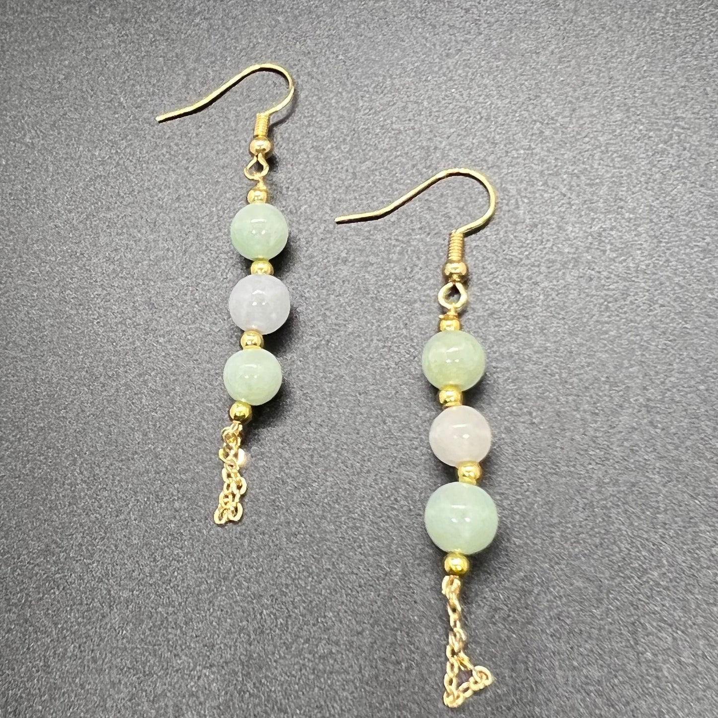 Natural jadeite round bead eardrop jade Earrings with gold plated bail Burma Jade Grade A jade earbob jade loose beads Jewelry gift for her